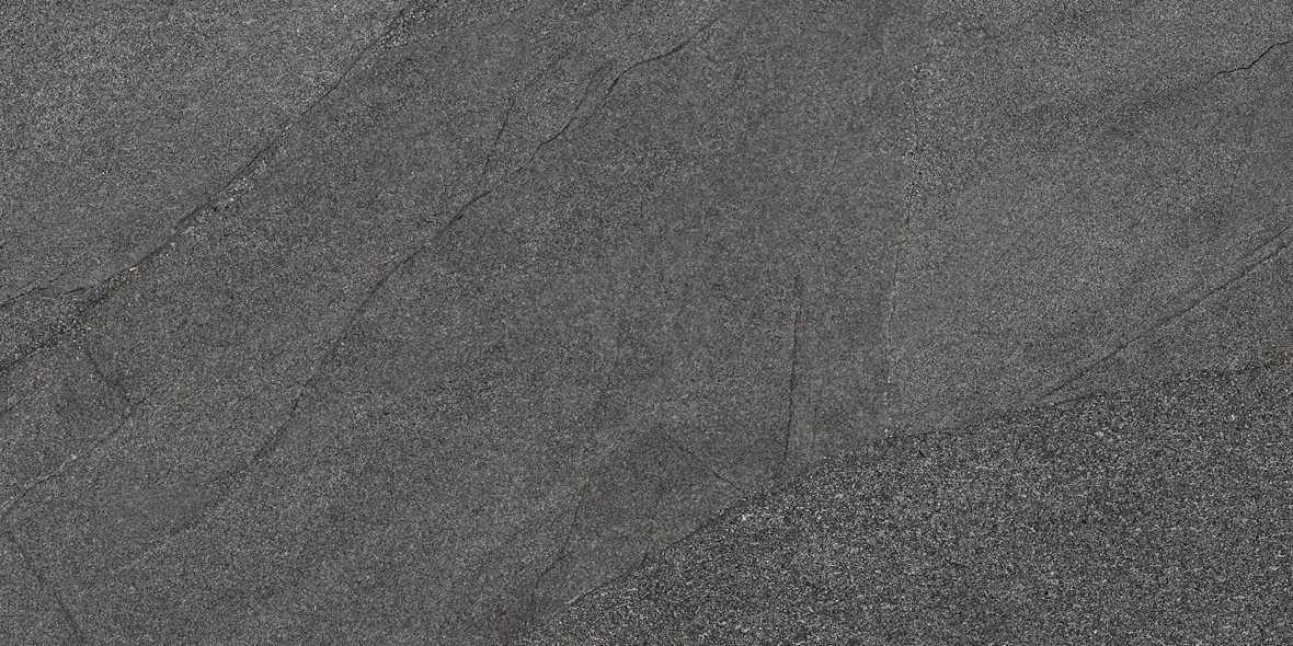 Pukkila Canyon lasitettu porcelanato seinälaatta lattialaatta ulkolaatta 30X60 06 vulcano laineileva matta tumma harmaa kivi