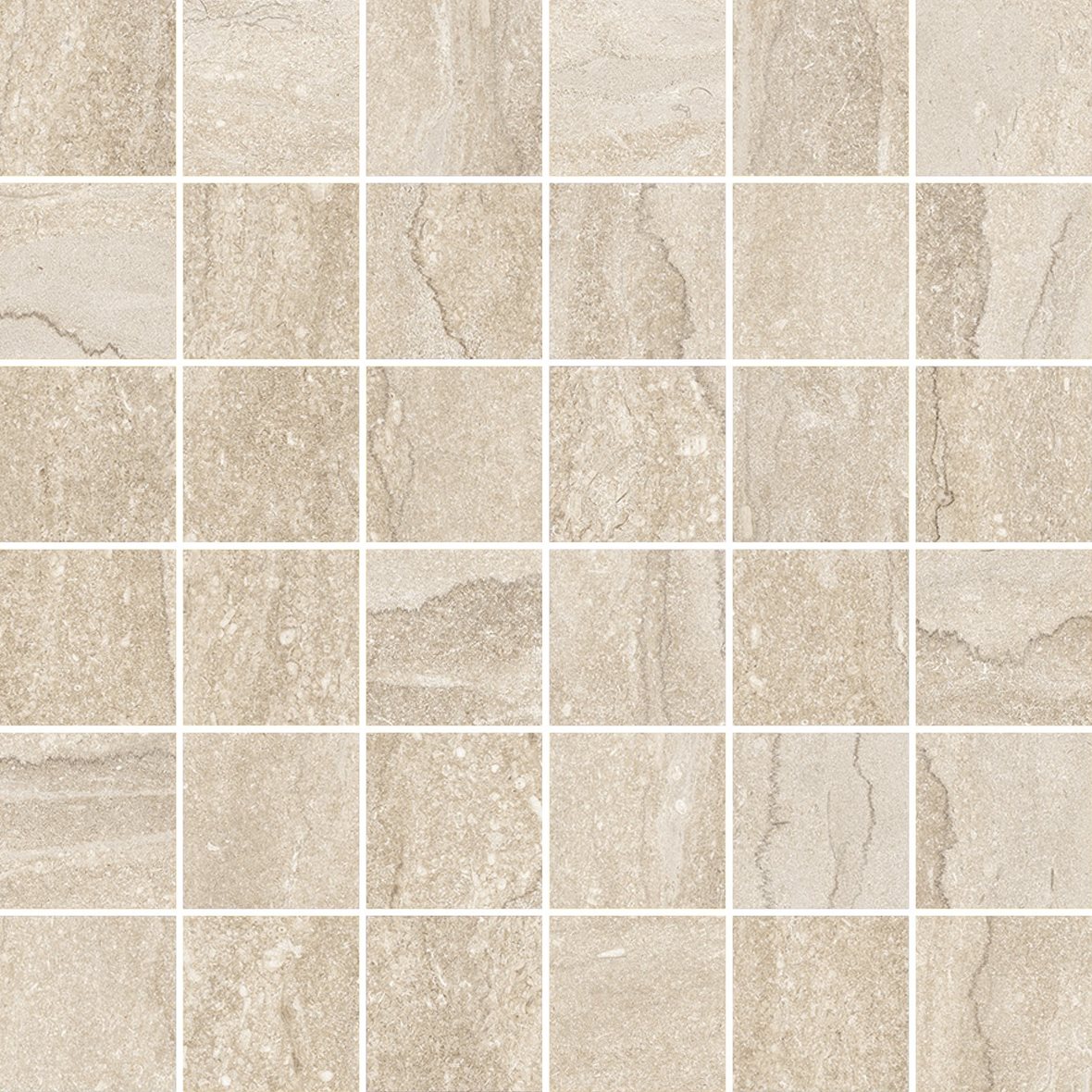 LPC Portland Vein lasittamaton porcelanato mosaiikki seinälaatta lattialaatta 5X5 03 sand tasapintainen silotettu matta Mosaico keskitumma beige kivi