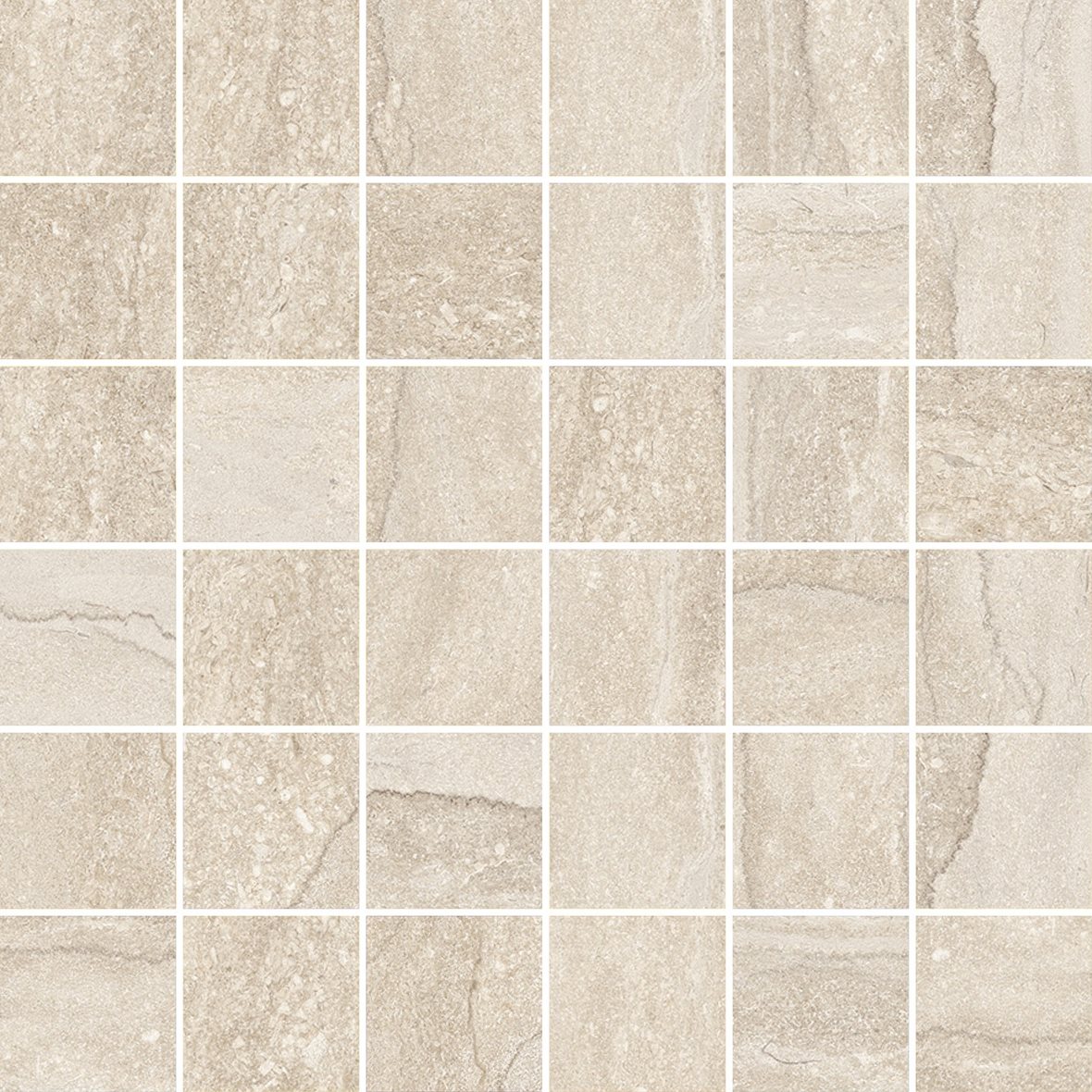 LPC Portland Vein lasittamaton porcelanato mosaiikki seinälaatta lattialaatta 5X5 02 ivory tasapintainen silotettu matta Mosaico keskitumma beige kivi