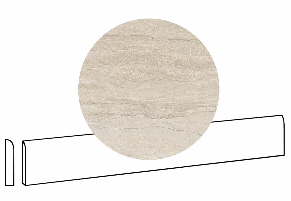 LPC Portland Vein lasittamaton jalkalista pyöristetty pitkä sivu 7X60 02 ivory tasapintainen silotettu matta keskitumma beige kivi