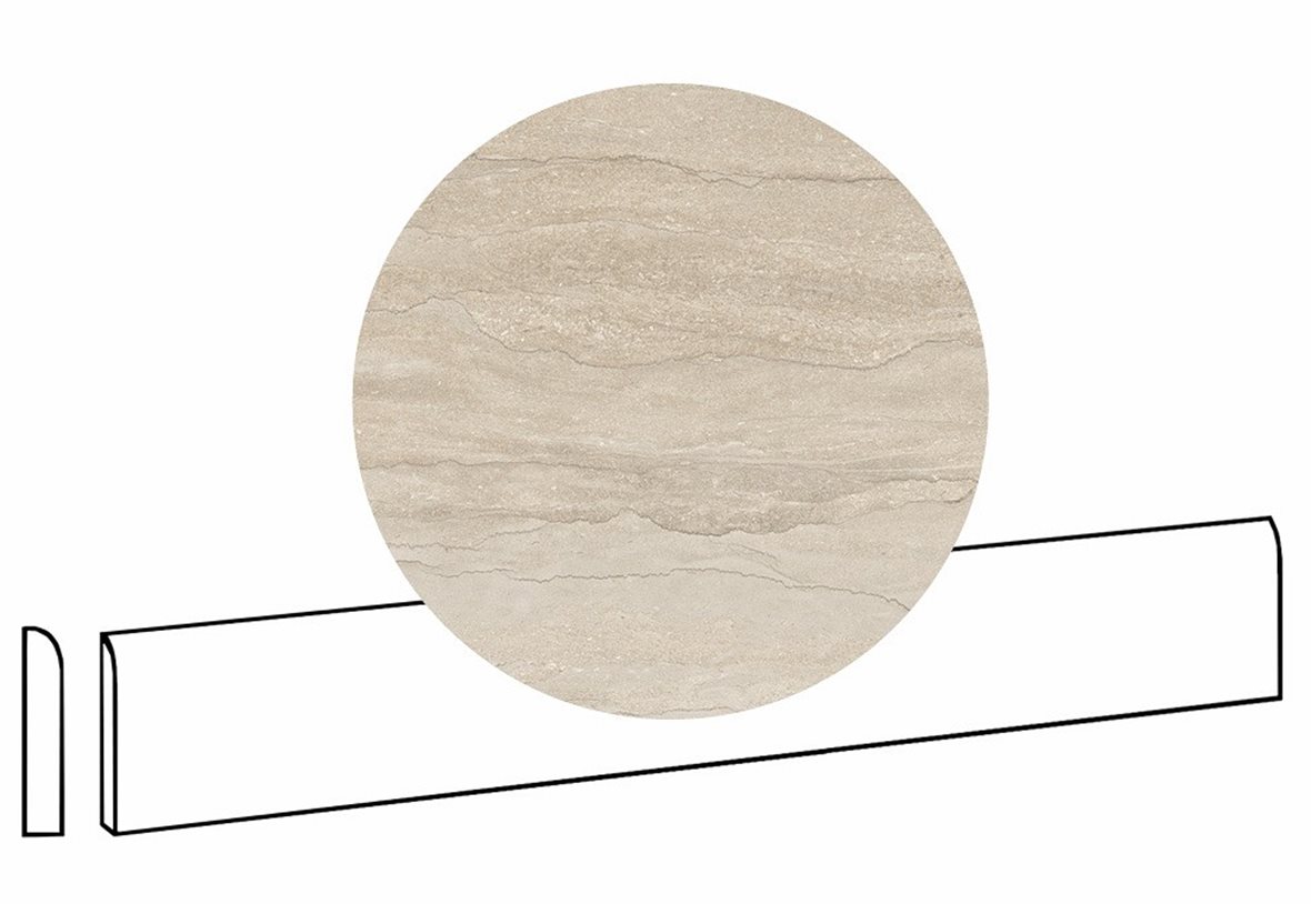 LPC Portland Vein lasittamaton jalkalista pyöristetty pitkä sivu 7X60 03 sand tasapintainen silotettu matta keskitumma beige kivi