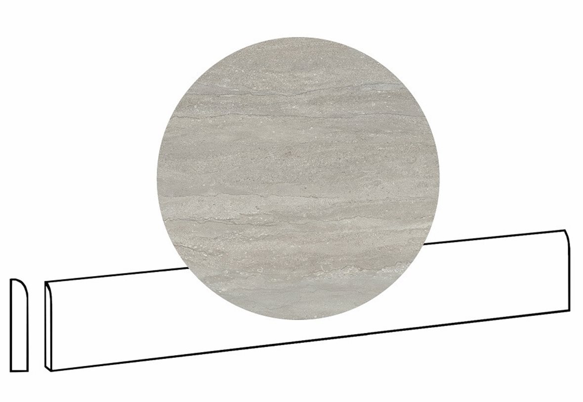 LPC Portland Vein lasittamaton jalkalista pyöristetty pitkä sivu 7X60 05 grey tasapintainen silotettu matta keskitumma harmaa kivi