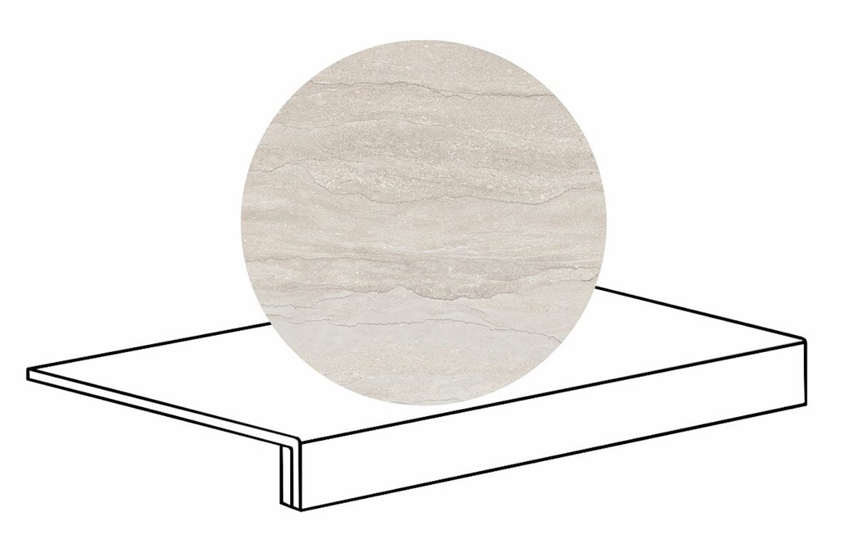 LPC Portland Vein lasittamaton porraslaatta reunalla 33X60 01 pearl tasapintainen silotettu matta vaalea valkoinen kivi
