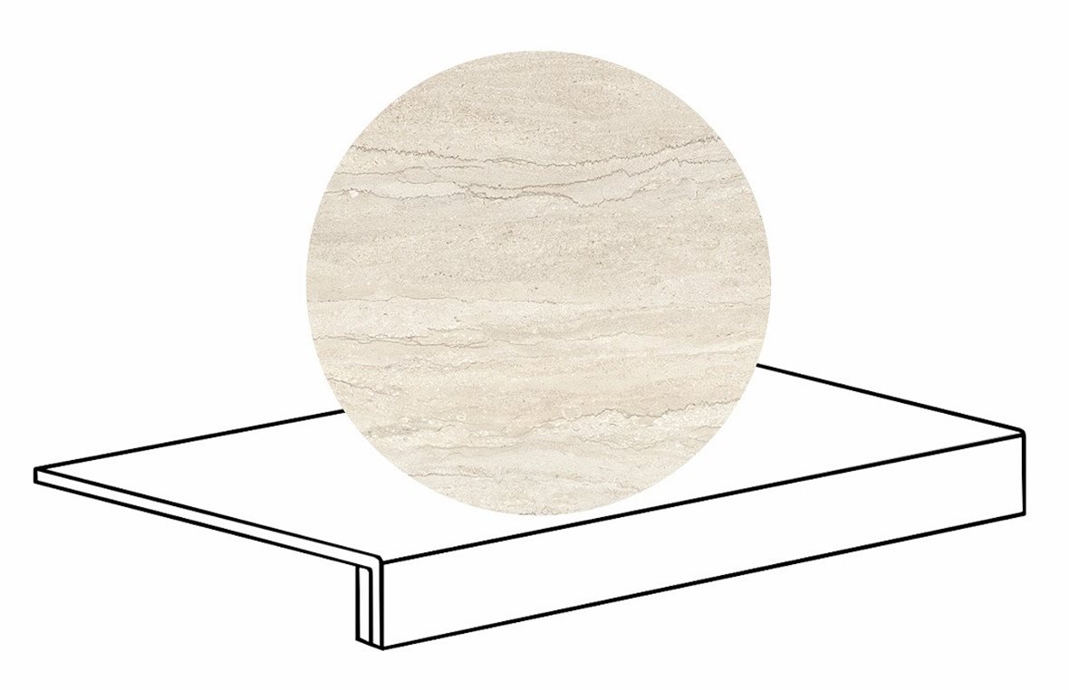 LPC Portland Strong lasittamaton porraslaatta reunalla 33X60 02 ivory tasapintainen silotettu matta keskitumma beige kivi