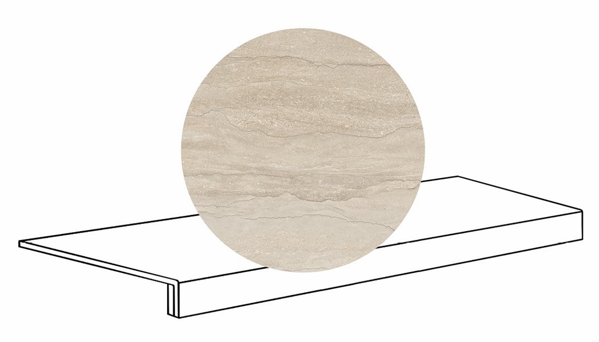LPC Portland Vein lasittamaton porraslaatta reunalla 33X120 03 sand tasapintainen silotettu matta keskitumma beige kivi