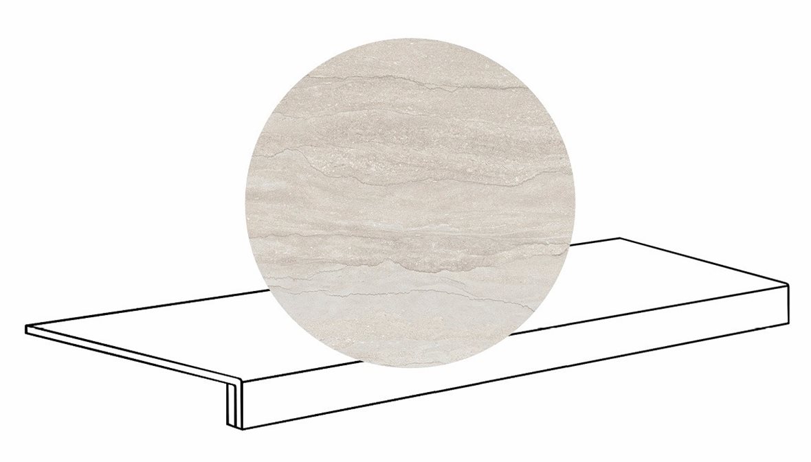 LPC Portland Vein lasittamaton porraslaatta reunalla 33X120 01 pearl tasapintainen matta vaalea valkoinen kivi