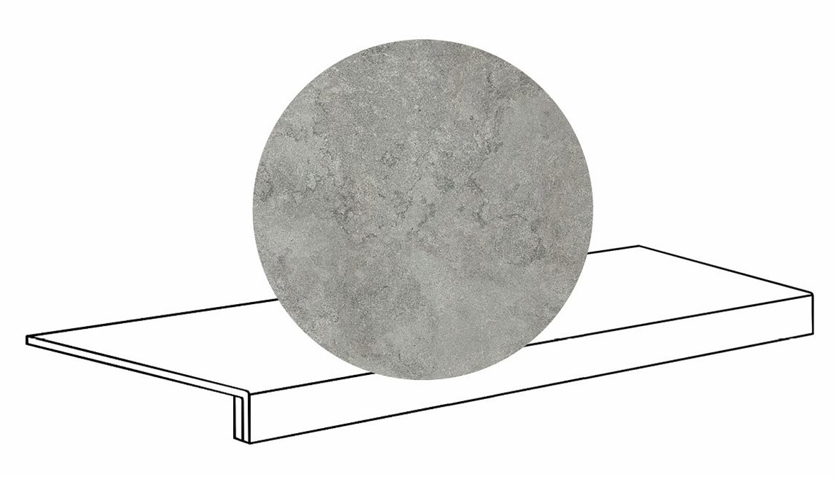 LPC Portland Cross lasittamaton porraslaatta reunalla 33X120 05 grey tasapintainen matta keskitumma harmaa kivi