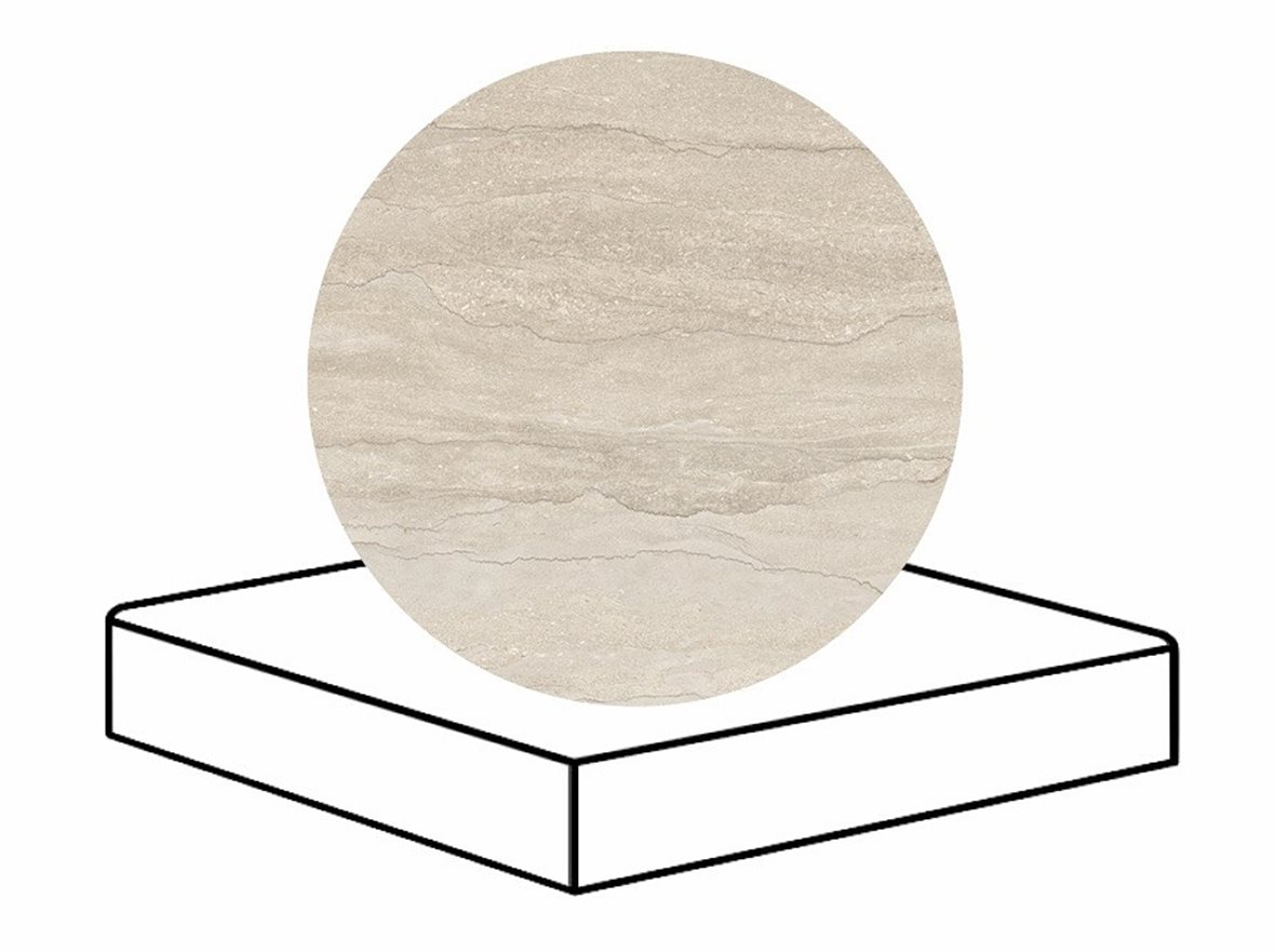LPC Portland Vein lasittamaton porraslaatta reunalla kulmapala 33X33 02 ivory tasapintainen silotettu matta keskitumma beige kivi