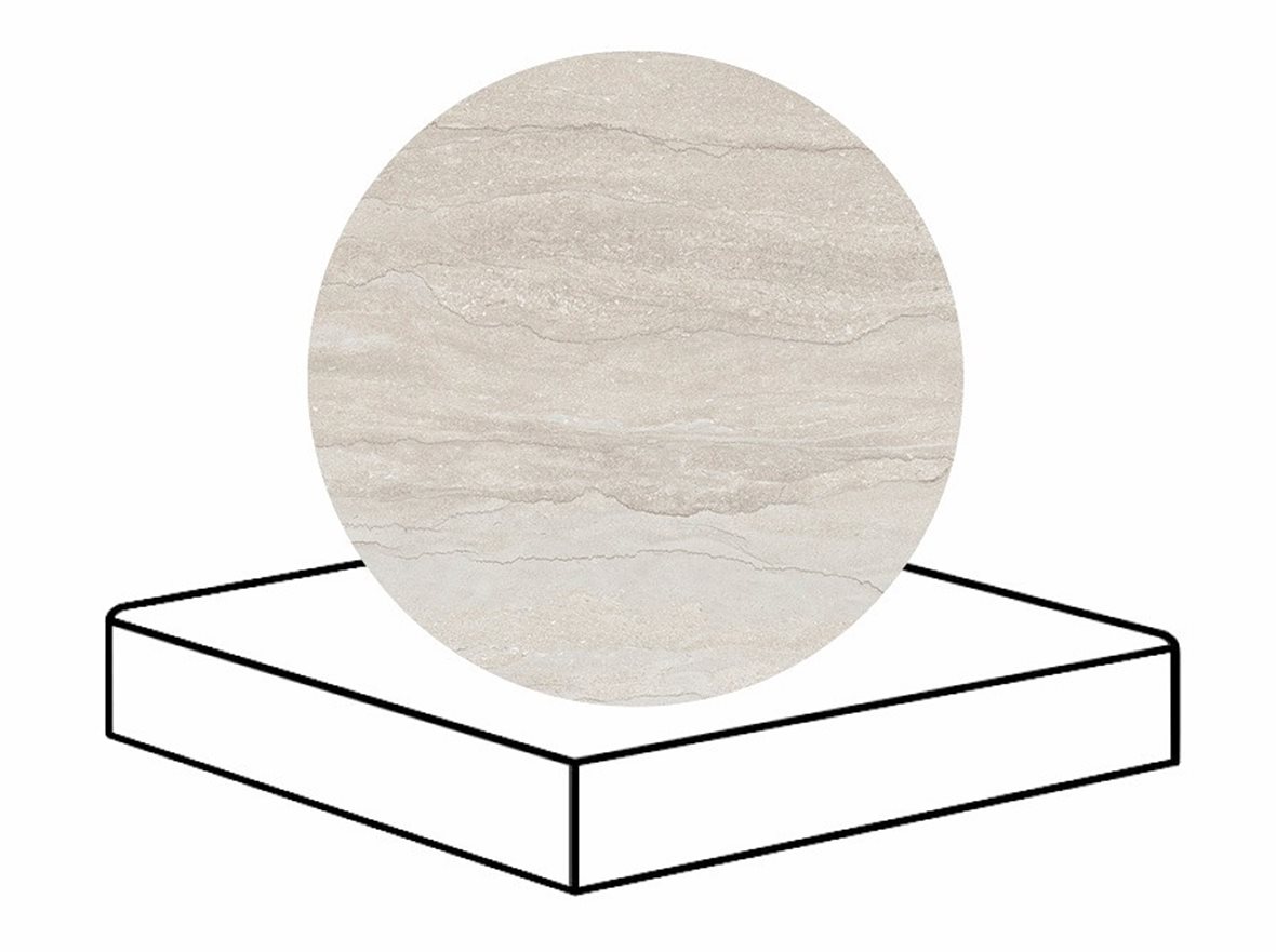LPC Portland Vein lasittamaton porraslaatta reunalla kulmapala 33X33 01 pearl tasapintainen silotettu matta vaalea valkoinen kivi