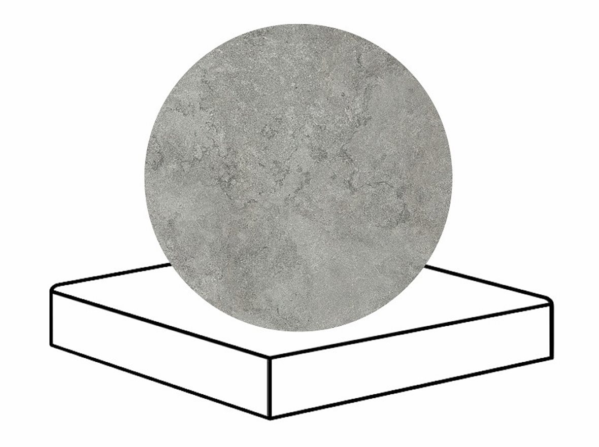 LPC Portland Cross lasittamaton porraslaatta reunalla kulmapala 33X33 05 grey tasapintainen silotettu matta keskitumma harmaa kivi