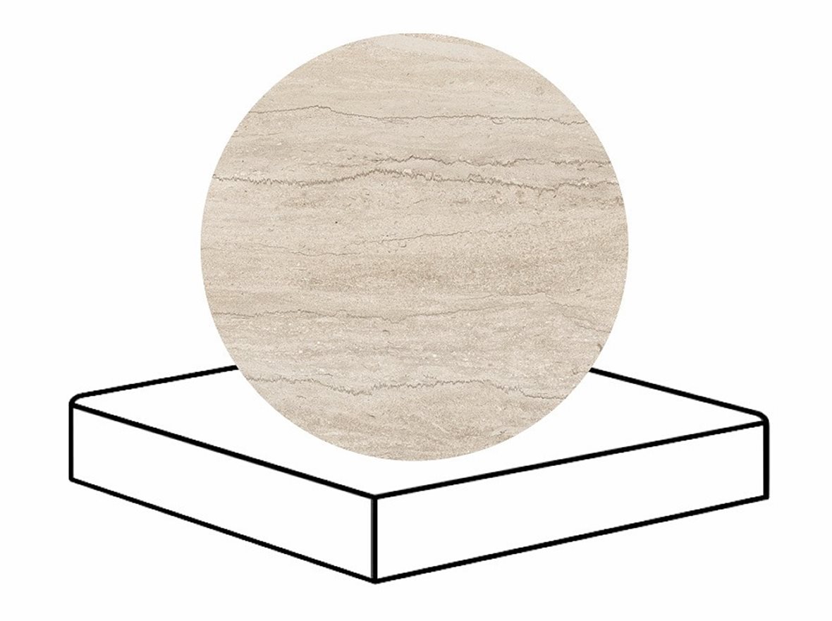 LPC Portland Strong lasittamaton porraslaatta reunalla kulmapala 33X33 03 sand tasapintainen silotettu matta keskitumma beige kivi