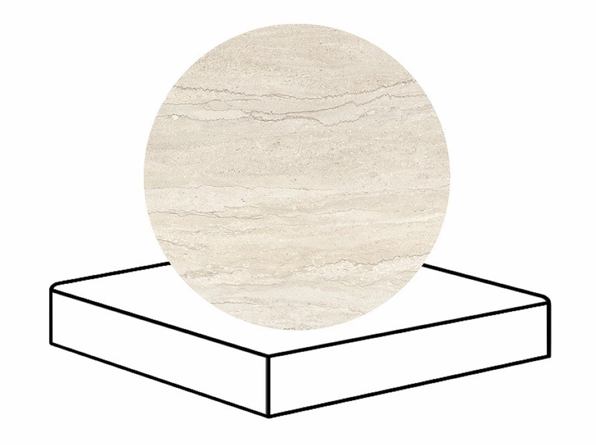LPC Portland Strong lasittamaton porraslaatta reunalla kulmapala 33X33 02 ivory tasapintainen silotettu matta keskitumma beige kivi