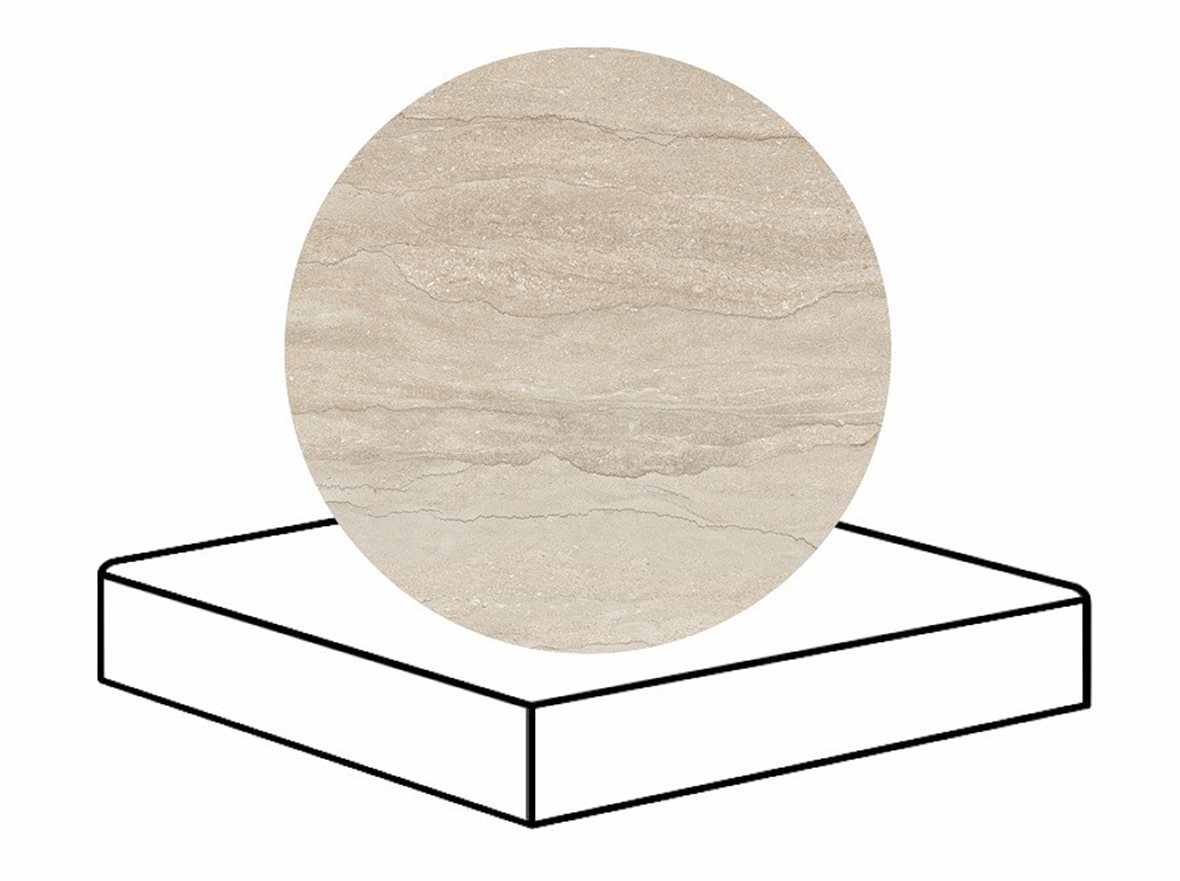 LPC Portland Vein lasittamaton porraslaatta reunalla kulmapala 33X33 03 sand tasapintainen matta keskitumma beige kivi