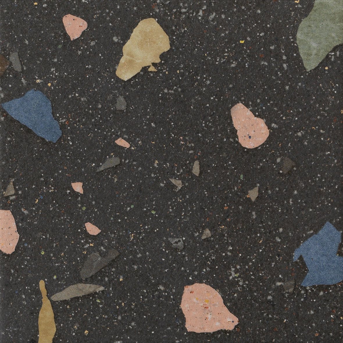 LPC Fancy Terrazzo lasitettu kuviolaatta 20X20 06 Night strukturoitu matta tumma musta terrazzo