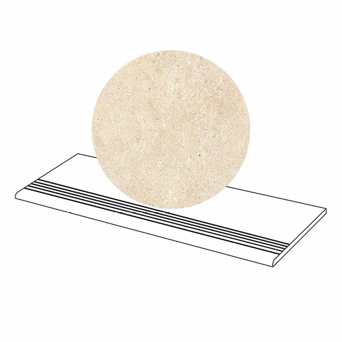 LPC Concepto lasittamaton porraslaatta liukuesteuralla 29,7X119 02 bone tasapintainen matta pyöristetty reuna vaalea beige kivi