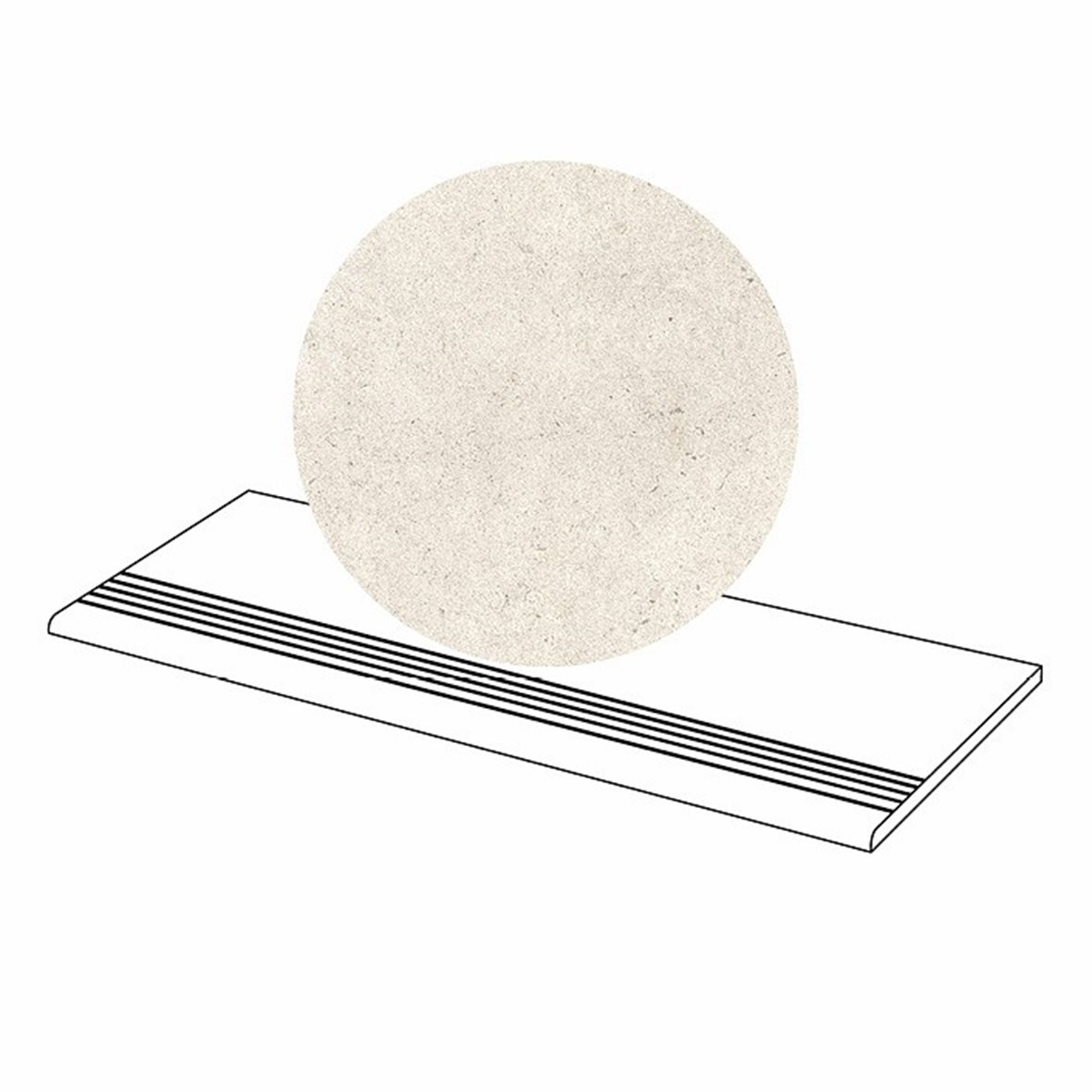 LPC Concepto lasittamaton porraslaatta liukuesteuralla 29,7X119 01 pearl tasapintainen matta pyöristetty reuna vaalea beige kivi