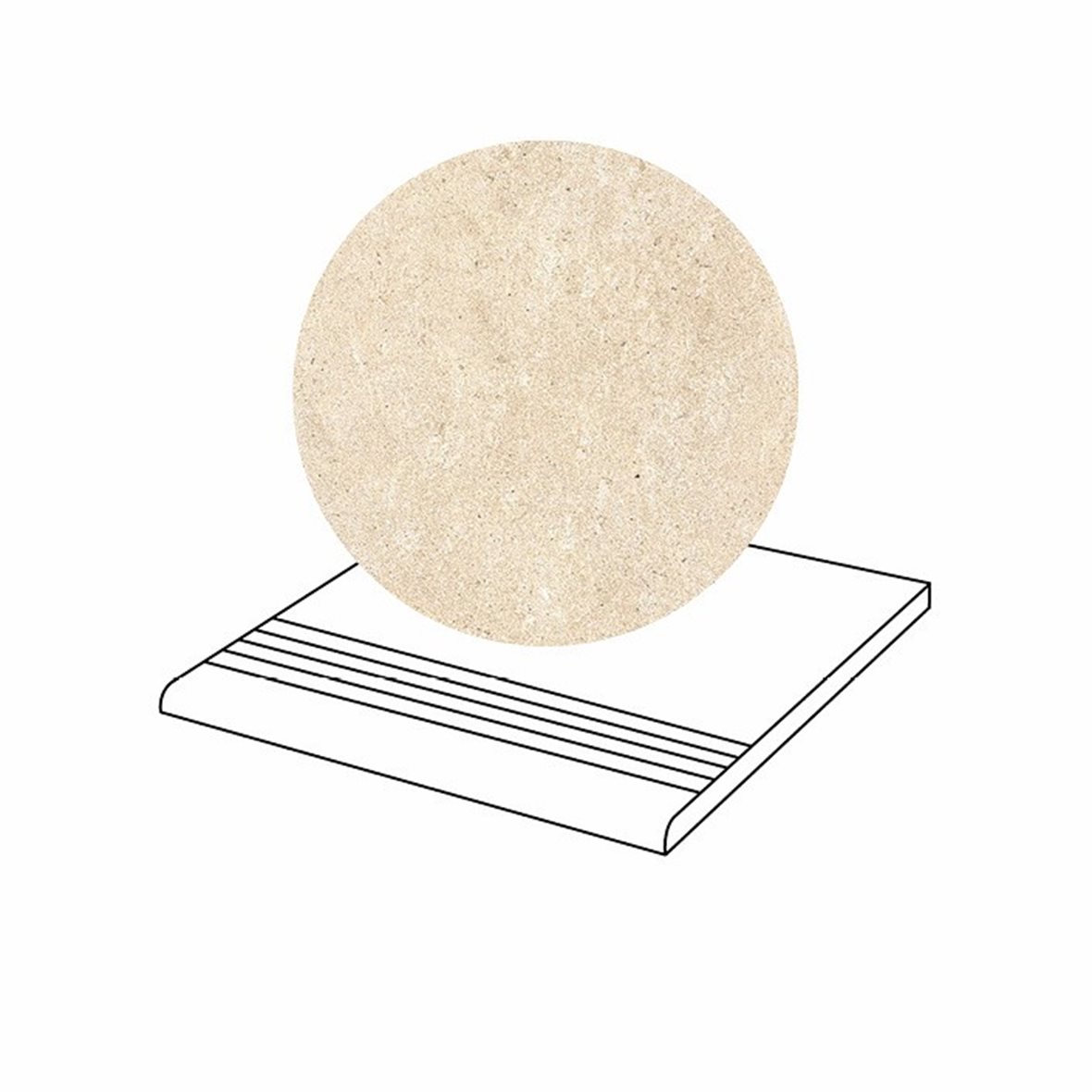 LPC Concepto lasittamaton porraslaatta liukuesteuralla 29,7X29,7 02 bone tasapintainen matta pyöristetty reuna vaalea beige kivi