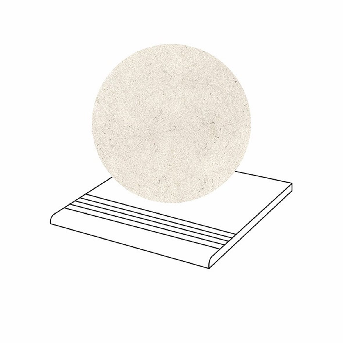 LPC Concepto lasittamaton porraslaatta liukuesteuralla 29,7X29,7 01 pearl tasapintainen matta pyöristetty reuna vaalea beige kivi