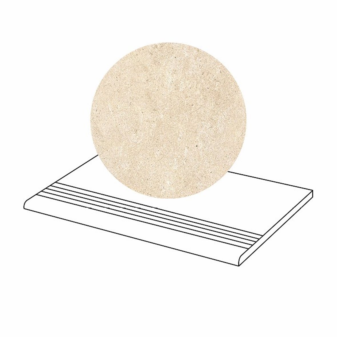LPC Concepto lasittamaton porraslaatta liukuesteuralla 29,7X59,7 02 bone tasapintainen matta pyöristetty reuna vaalea beige kivi