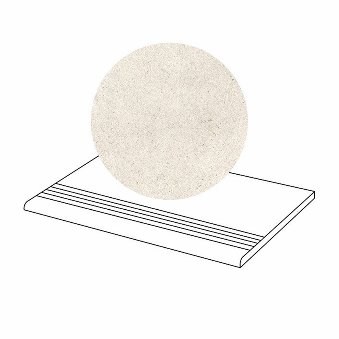 LPC Concepto lasittamaton porraslaatta liukuesteuralla 29,7X59,7 01 pearl tasapintainen matta pyöristetty reuna vaalea beige kivi