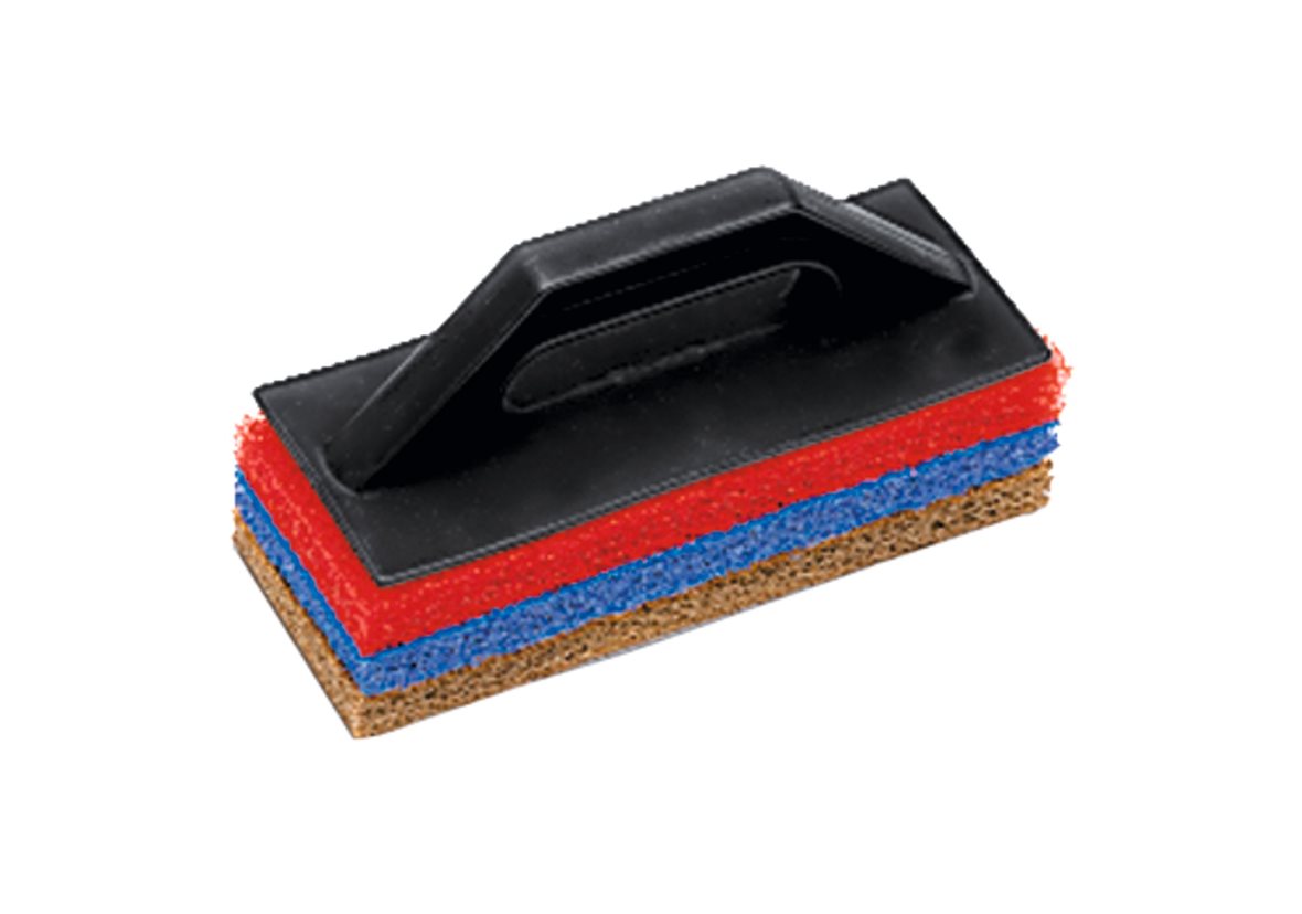 Rubi Cleaning hankauslevysetti sisältää kahvan ja 3 hankauslevyä 2,5x10x25 cm soft/medium/hard