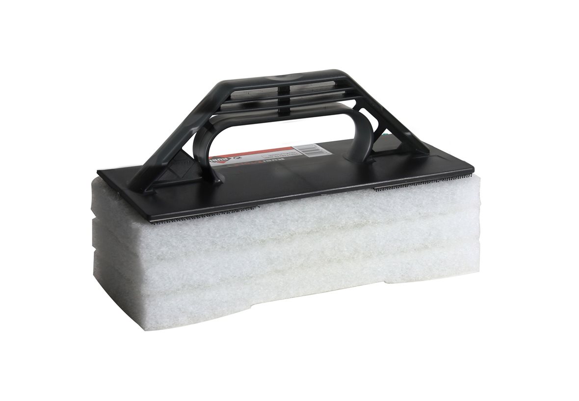 Rubi Cleaning hankauslevysetti sisältää kahvan ja 3 hankauslevyä 2,5x10x25 cm soft
