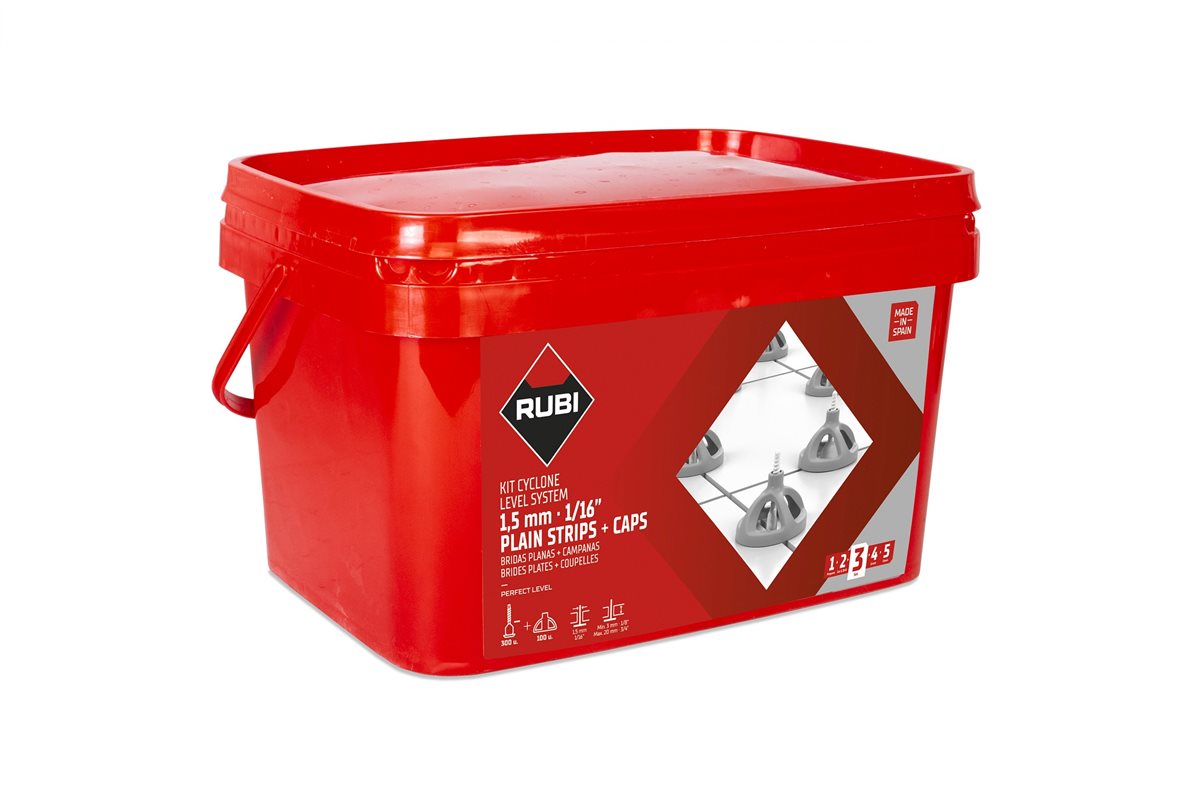Rubi Accessories For Tiling Cyclone Level System KIT 1,5 mm laattojen tasausjärjestelmä setti 100+300 kpl