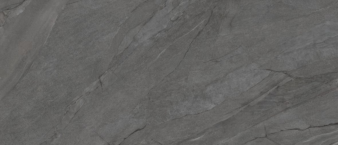 Pukkila Canyon lasitettu porcelanato seinälaatta lattialaatta ulkolaatta 120X280 06 vulcano laineileva matta tumma harmaa kivi