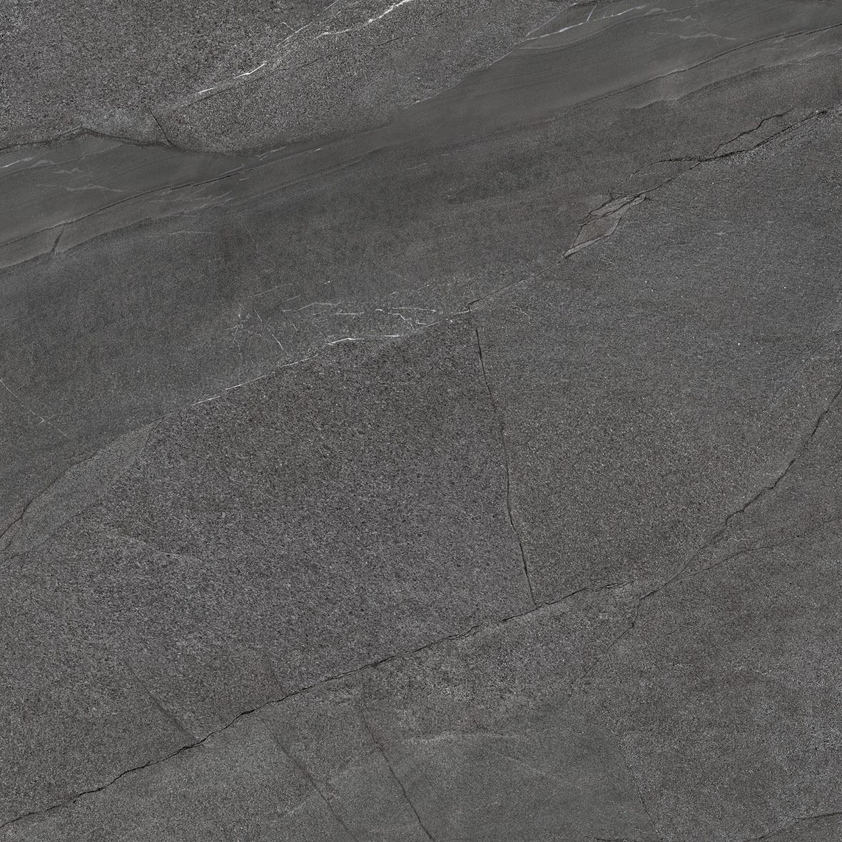 Pukkila Canyon lasitettu porcelanato ulkolaatta 60X60X2 R06 vulcano karhennettu matta tumma harmaa kivi