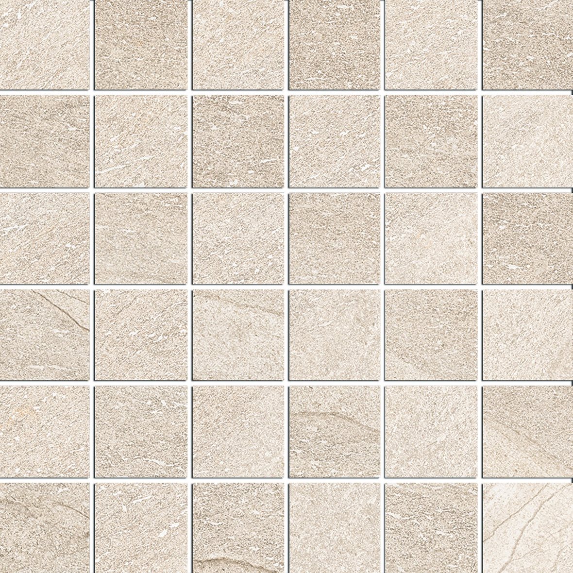Pukkila Canyon lasitettu porcelanato mosaiikki seinälaatta lattialaatta 5X5 03 dune laineileva matta keskitumma beige kivi