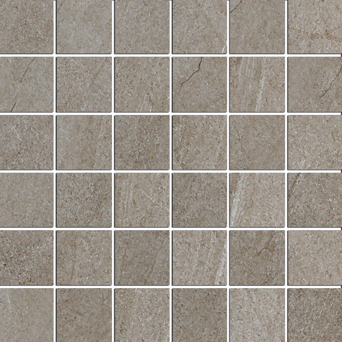Pukkila Canyon lasitettu porcelanato mosaiikki seinälaatta lattialaatta 5X5 04 smoke laineileva matta keskitumma ruskea kivi