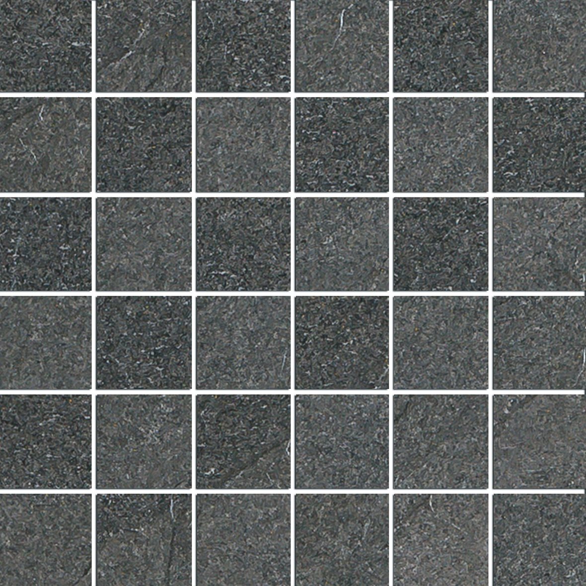 Pukkila Canyon lasitettu porcelanato mosaiikki seinälaatta lattialaatta 5X5 06 vulcano laineileva matta tumma harmaa kivi