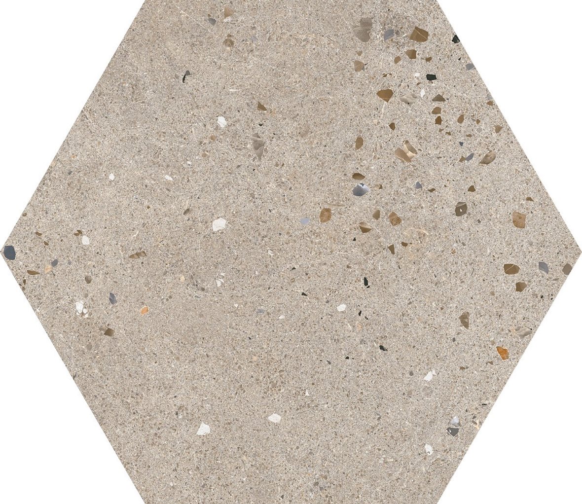 LPC Vienna Hexagon lasitettu porcelanato seinälaatta lattialaatta ulkolaatta 19,7X19,7 02 grey tasapintainen matta 6-kulmainen keskitumma harmaa terra