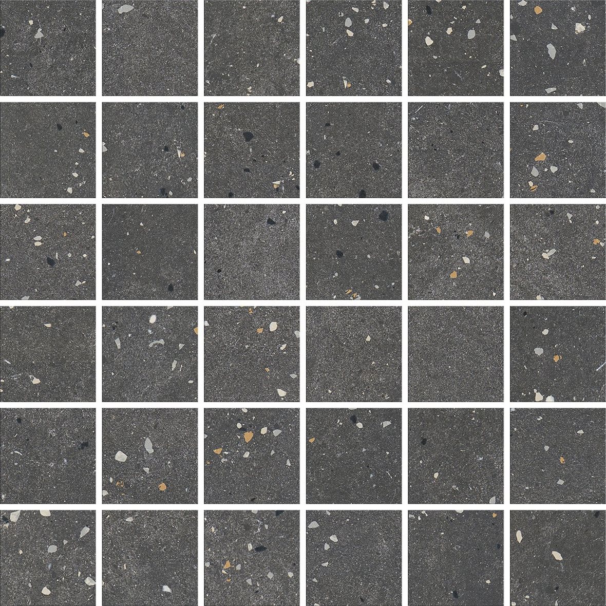 LPC Vienna lasitettu porcelanato mosaiikki seinälaatta lattialaatta 4,7X4,7 03 black tasapintainen matta tumma musta terrazzo