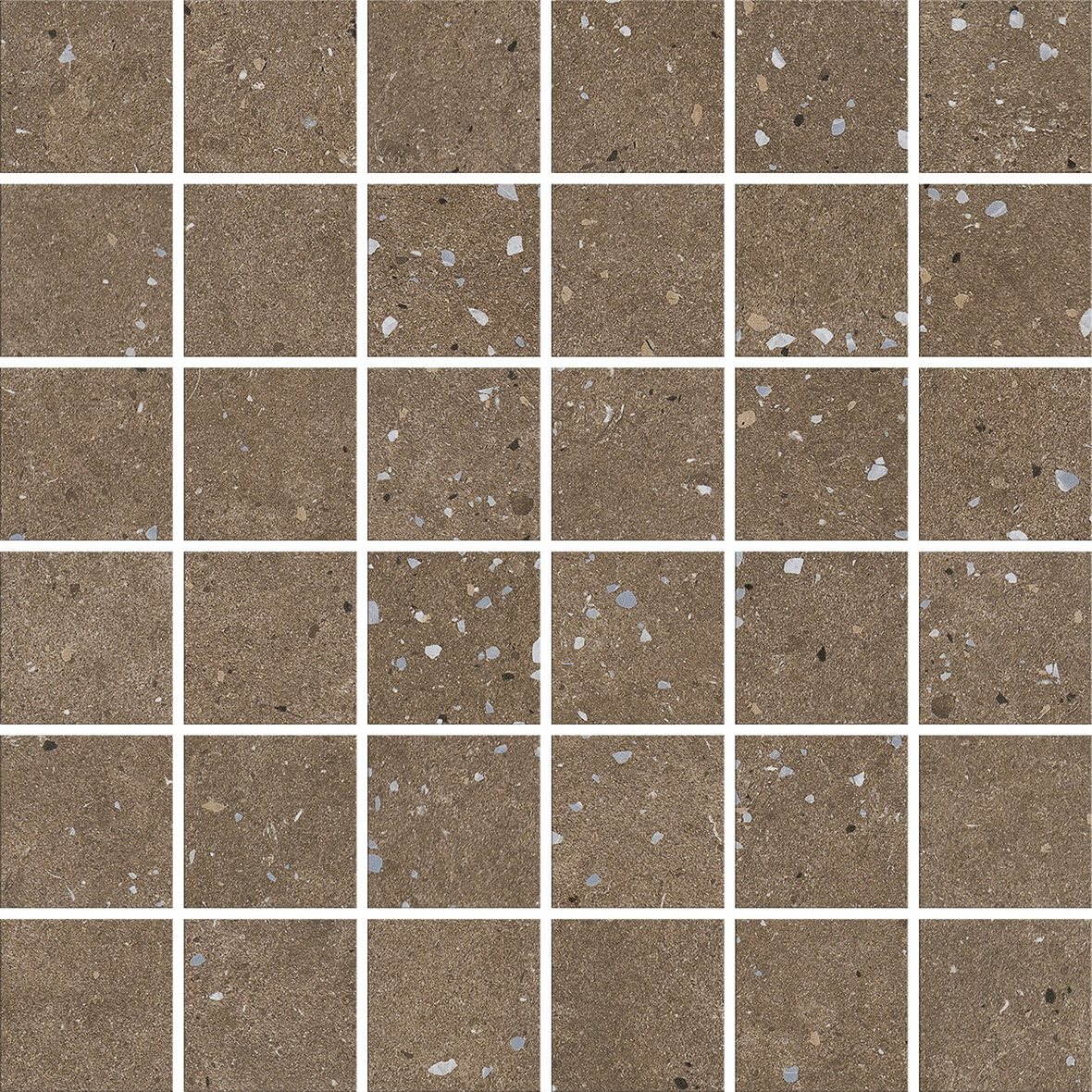 LPC Vienna lasitettu porcelanato mosaiikki seinälaatta lattialaatta 4,7X4,7 05 brown tasapintainen matta tumma ruskea terrazzo