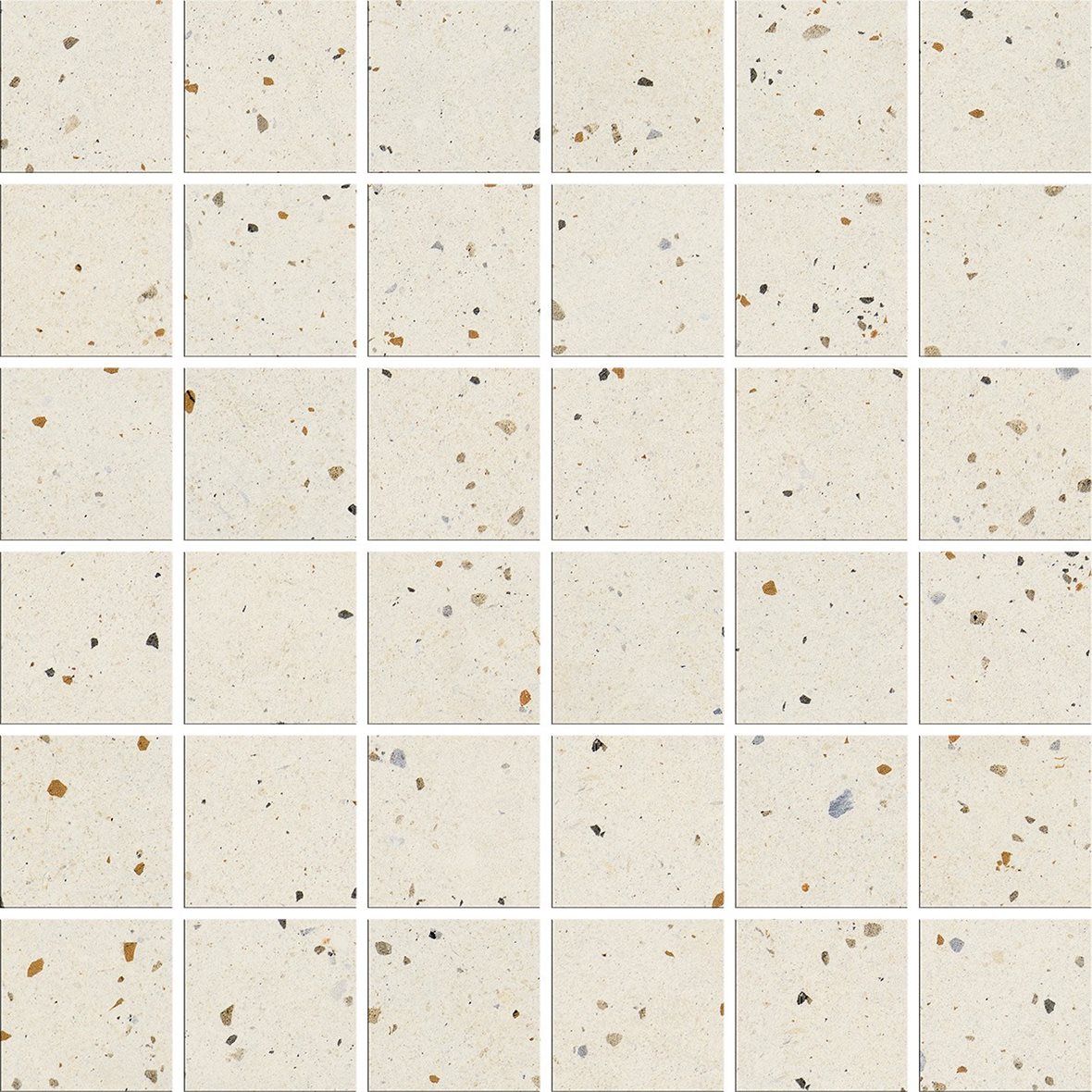 LPC Vienna lasitettu porcelanato mosaiikki seinälaatta lattialaatta 4,7X4,7 01 white tasapintainen matta vaalea valkoinen terrazzo