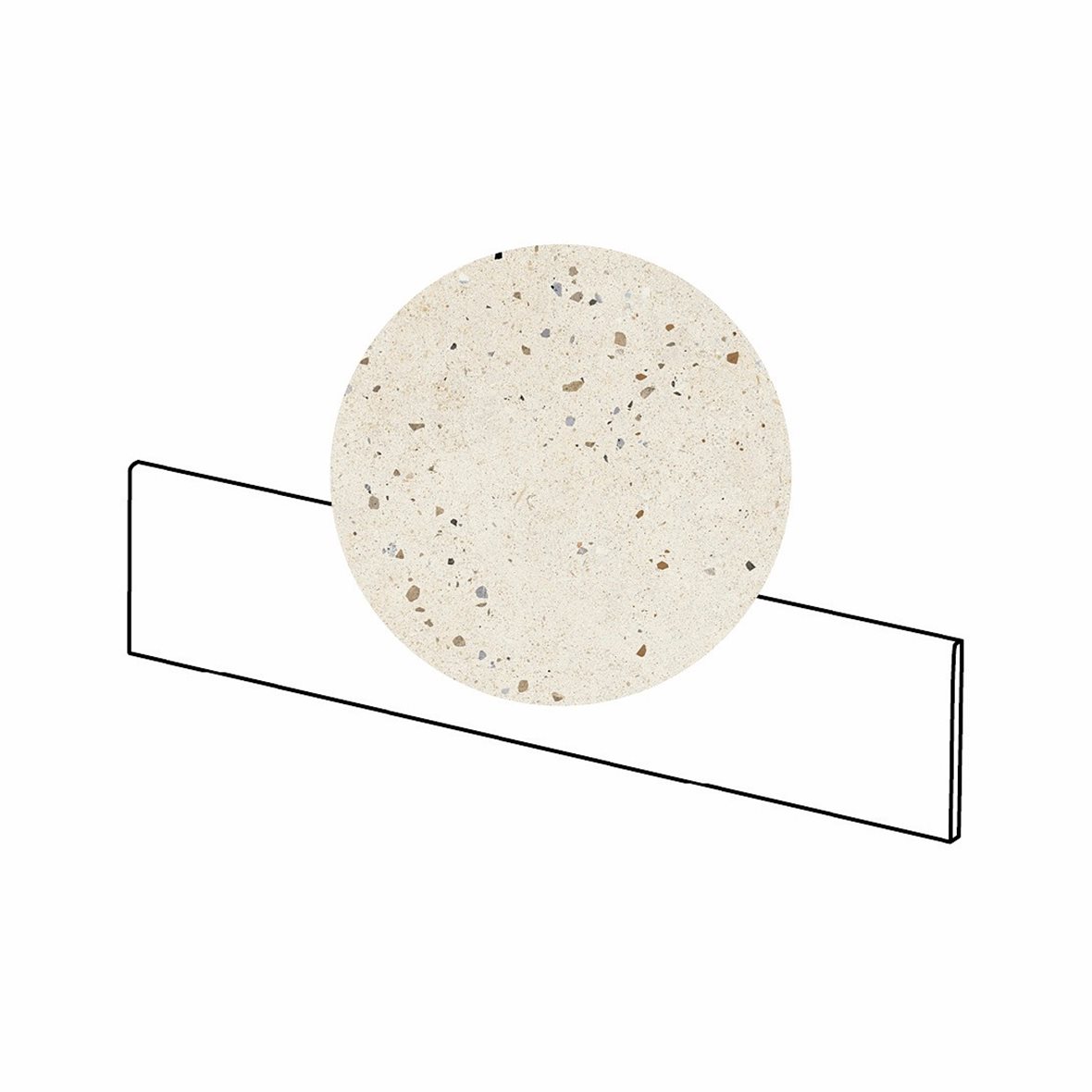 LPC Vienna lasitettu jalkalista 9,5X59,7 01 white tasapintainen matta vaalea valkoinen terrazzo