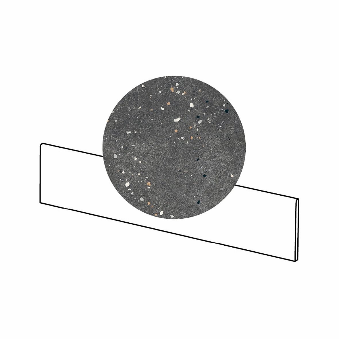 LPC Vienna lasitettu jalkalista 9,5X59,7 03 black tasapintainen matta tumma musta terrazzo