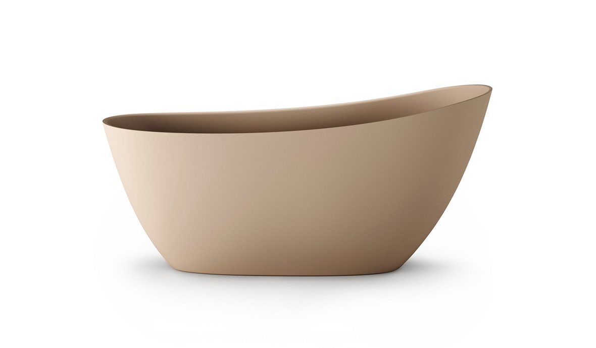 PAA Perla Onda kiviamme 157,5x74x71,5 cm cafe latte vapaasti sijoitettava