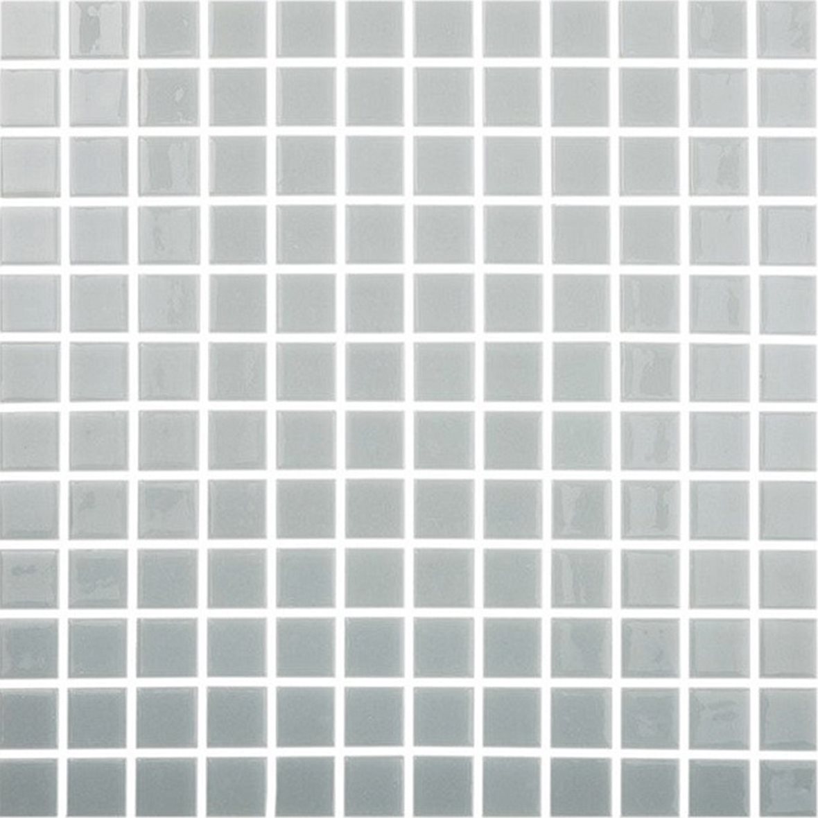 LPC Colors Liso lasilaatta mosaiikki seinälaatta 2,5x2,5 Gris Claro 109 tasapintainen kiiltävä PUR-arkki 31,5x31,5 vaalea harmaa