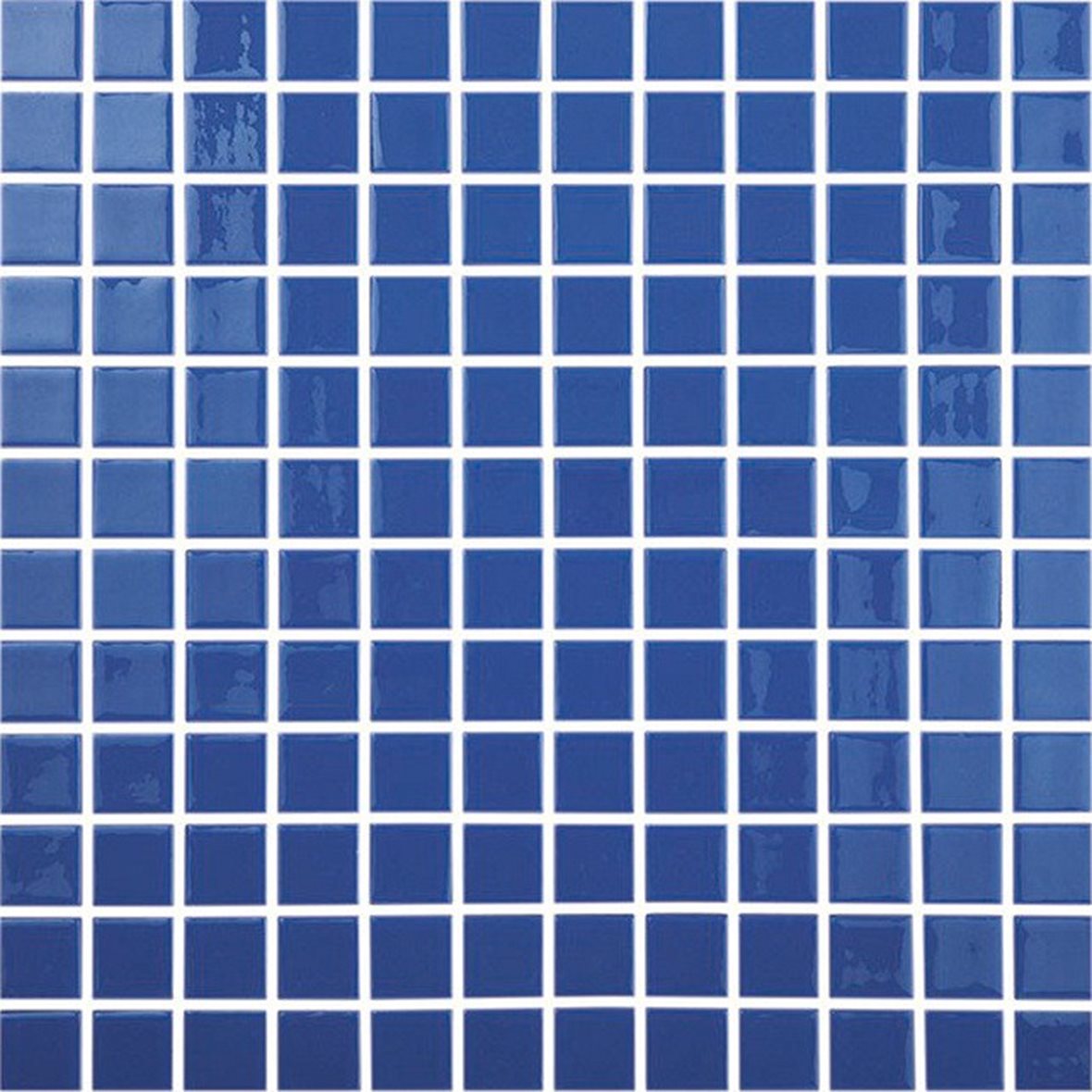 LPC Colors Liso lasilaatta mosaiikki seinälaatta 2,5x2,5 Azul Marino Claro 800 tasapintainen kiiltävä PUR-arkki 31,5x31,5 tumma sininen