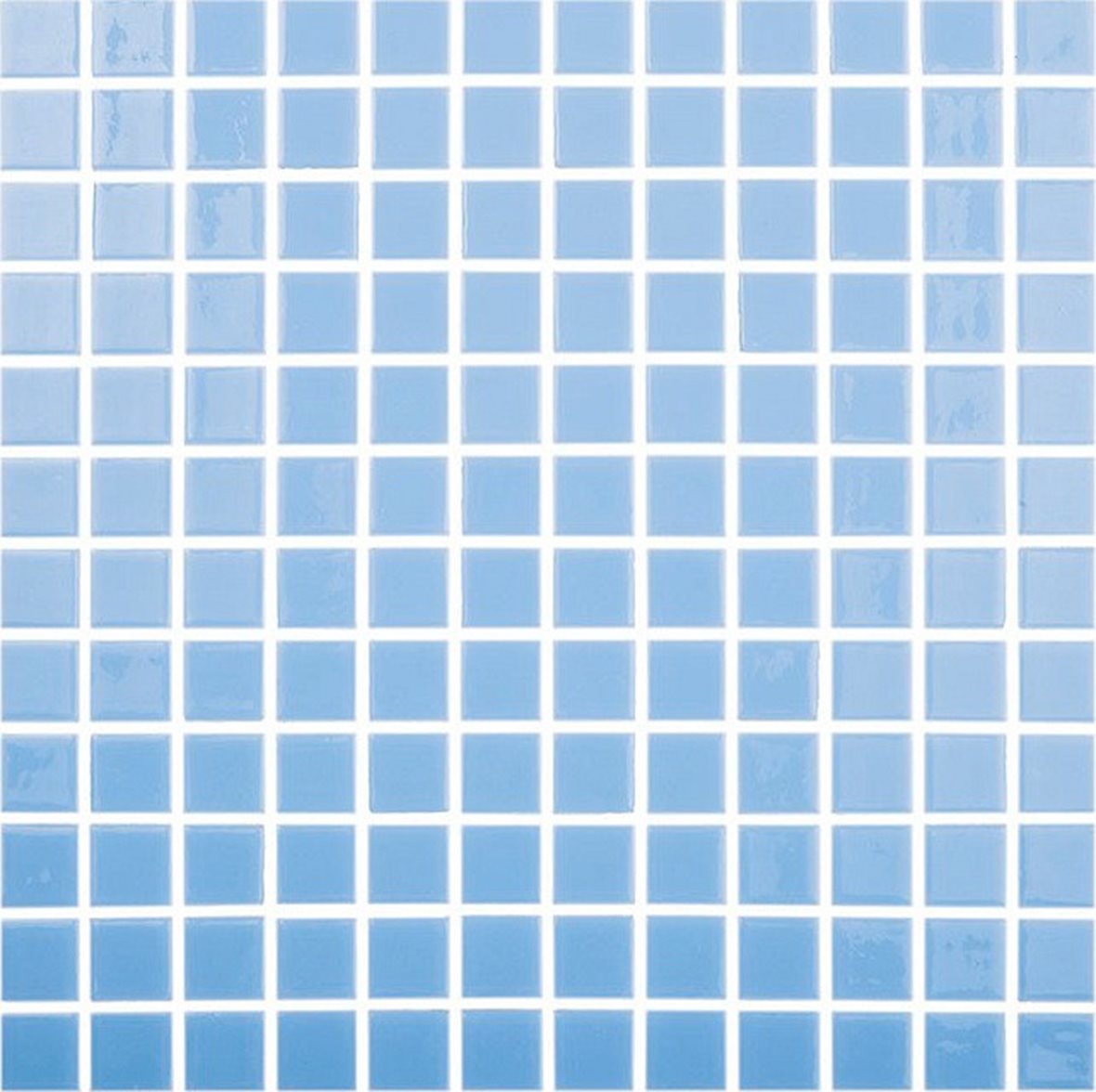 LPC Colors Liso lasilaatta mosaiikki seinälaatta 2,5x2,5 Celeste Claro 107 tasapintainen kiiltävä PUR-arkki 31,5x31,5 vaalea sininen