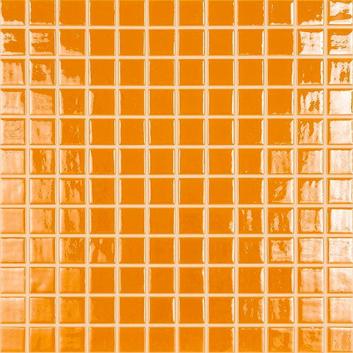 LPC Colors Liso lasilaatta mosaiikki seinälaatta 2,5x2,5 Naranja Citrico 820 tasapintainen kiiltävä PUR-arkki 31,5x31,5 keskitumma oranssi