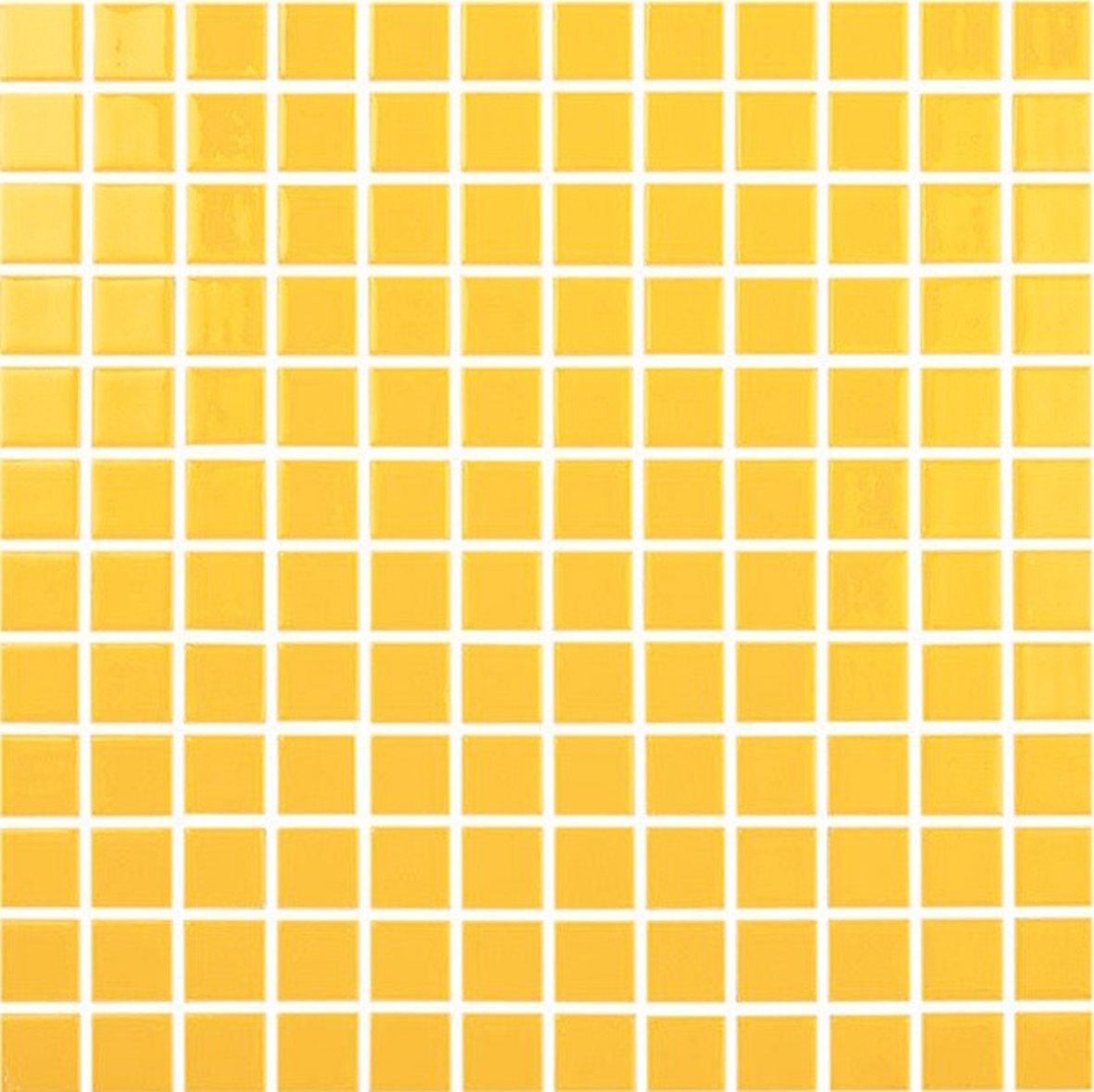 LPC Colors Liso lasilaatta mosaiikki seinälaatta 2,5x2,5 Amarillo 801 tasapintainen kiiltävä PUR-arkki 31,5x31,5 keskitumma keltainen