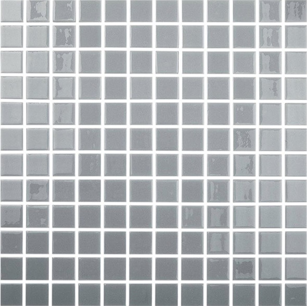 LPC Colors Liso lasilaatta mosaiikki seinälaatta 2,5x2,5 Gris 108 tasapintainen kiiltävä PUR-arkki 31,5x31,5 keskitumma harmaa