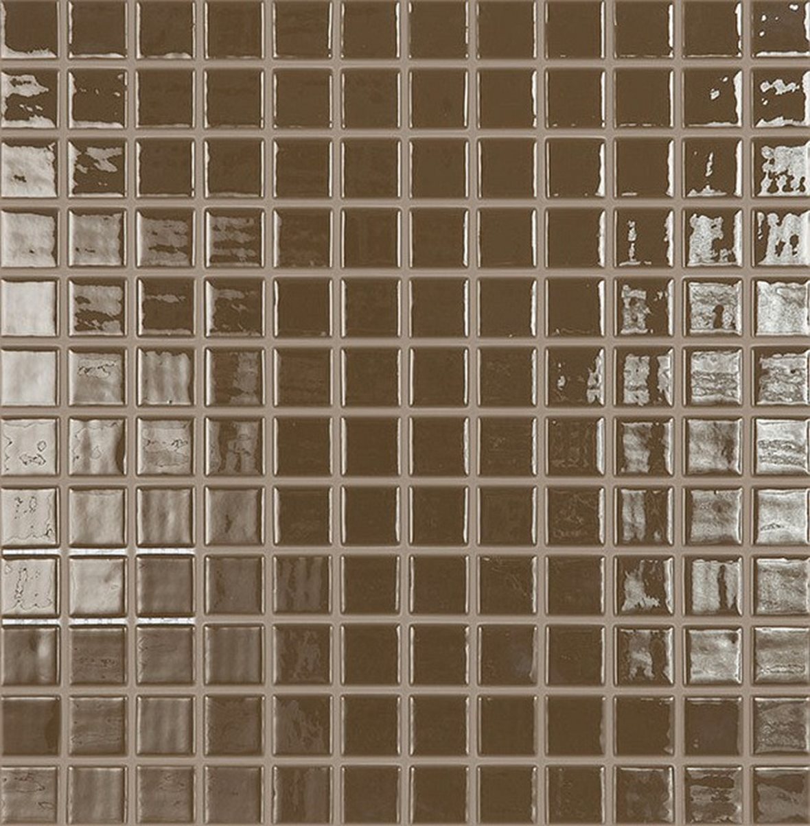 LPC Colors Liso lasilaatta mosaiikki seinälaatta 2,5x2,5 Marron 835 tasapintainen kiiltävä PUR-arkki 31,5x31,5 tumma ruskea