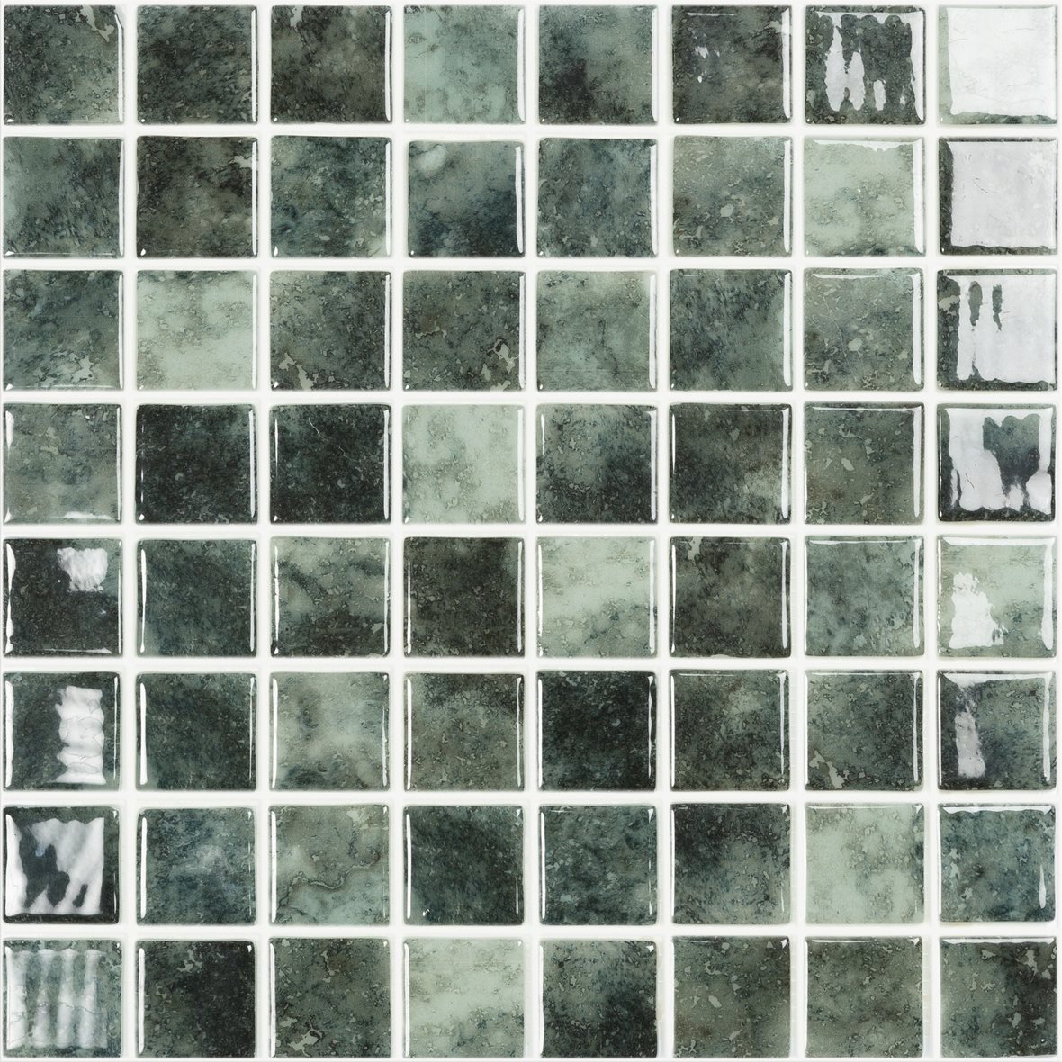 LPC Nature lasilaatta mosaiikki seinälaatta 3,8x3,8 Jungle 5603 tasapintainen kiiltävä PUR-arkki 31,5x31,5 vaalea vihreä