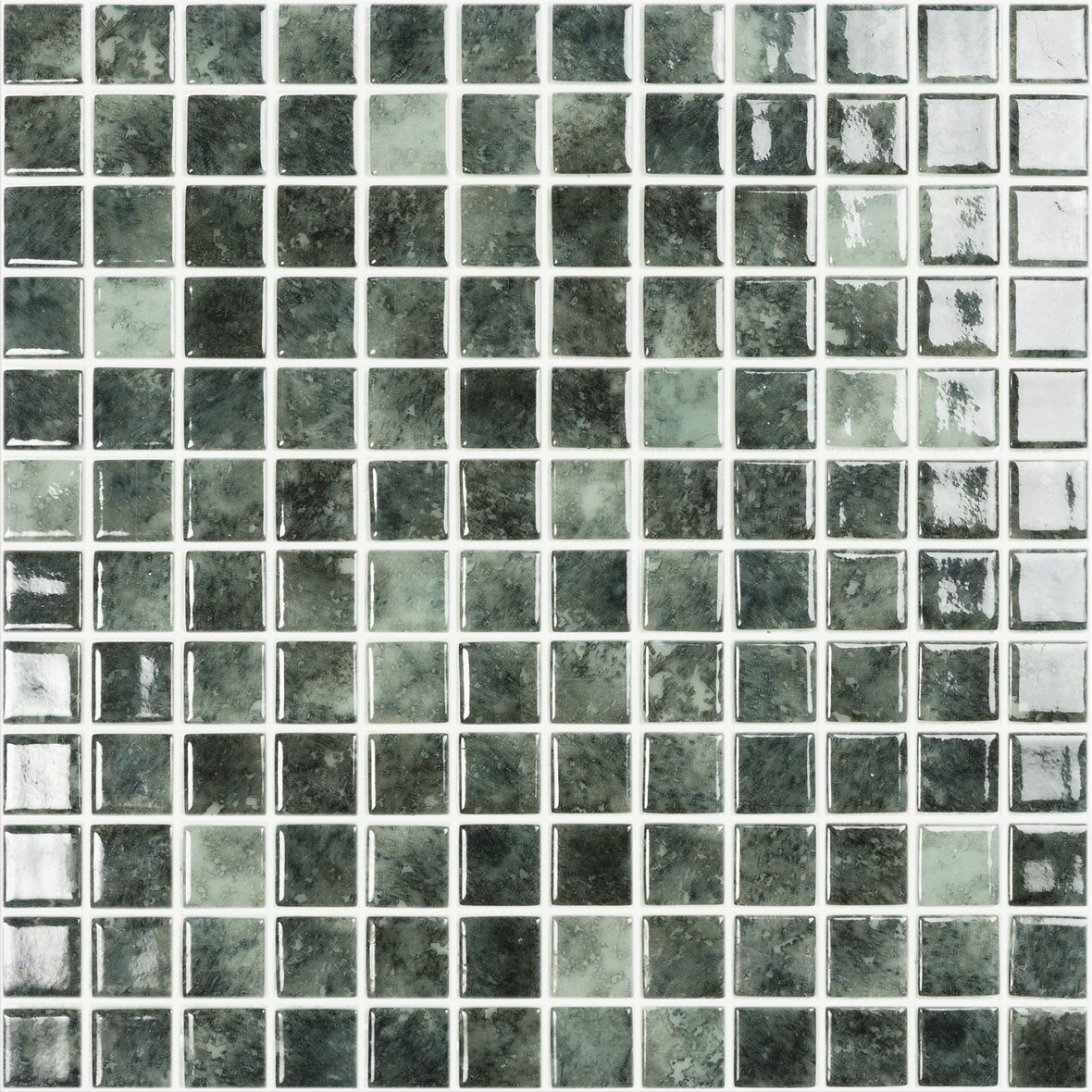 LPC Nature lasilaatta mosaiikki seinälaatta 2,5x2,5 Jungle 5603 tasapintainen kiiltävä PUR-arkki 31,5x31,5 vaalea vihreä