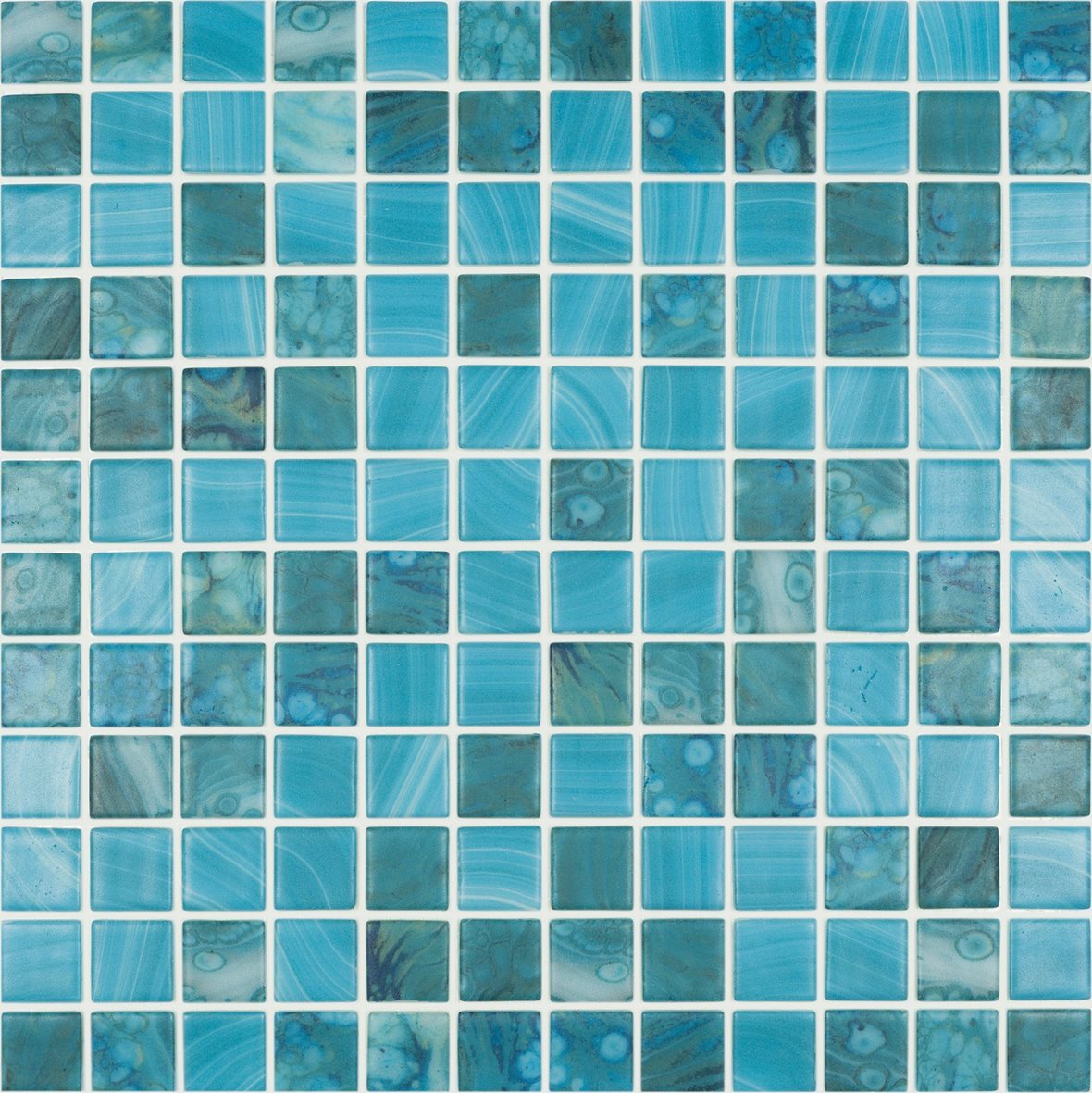 LPC Nature lasilaatta mosaiikki seinälaatta lattialaatta 2,5x2,5 Sky 5707 tasapintainen matta PUR-arkki 31,5x31,5 keskitumma sininen
