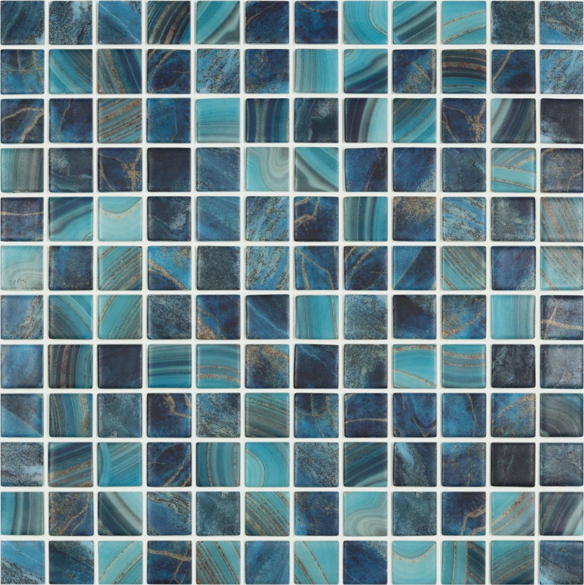 LPC Nature lasilaatta mosaiikki seinälaatta lattialaatta 2,5x2,5 Royal 5704 tasapintainen matta PUR-arkki 31,5x31,5 keskitumma sininen